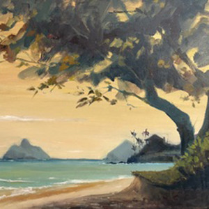 Spencer Chang, "Nā Mokulua", Oil Painting, 16 x 20 in., Award: Third Place