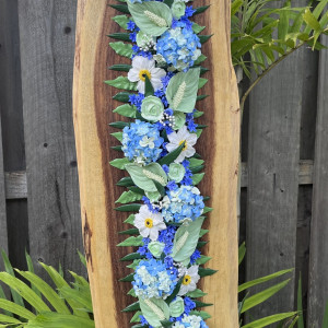 Courtney Ching, "Pua Kala - Hawaiiʻs Native Poppy", Acrylic on Monkeypod wood, 41 x 12 x 4 in.