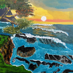 Daniel Chong Tim, "Seascape Sunset", Oil, 24 x 30 in.