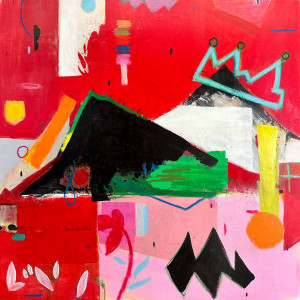 Ellen Dieter, "Just Jump In", Mixed Media on Canvas, 36 x 36 in.