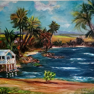 Adriana Franc, "Northshore Haleʻiwa Pond", Acrylic, 24 x 30 in.