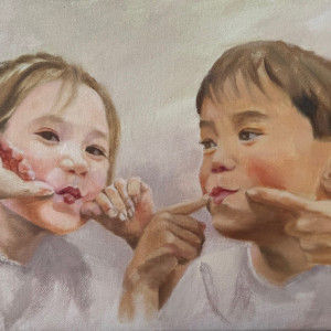 Leila Kajiwara, "Fishy Face", Oil, 10 x 14 in.