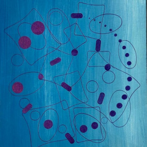 MaryAnne Long, "Blue on Blue", Mixed Media. 10 x 8 in.