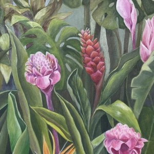 Eun Kyung Park, "Torch Ginger", Acrylic, 16 x 20 in.