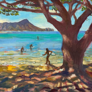 Alla Parsons, "View of Diamond Head", Oil Painting, 18 x 24 in.
