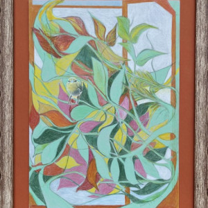 Betsy Poulos, "My Little Mejiro", Mixed Media Colored Pencils, 17 x 13 in.