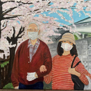 Keiko Rodrigues, "My Father and Sister", Oil on Canvas, 11 x 14 in.