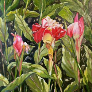 Cynthia Schubert, "Torch Gingers", Oil Painting, 24 x 20 in.