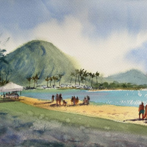 Donna Sommer, "Kuliʻouʻou Park", Watercolor, 18 x 22 in., Award: First Place