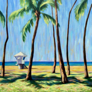 Ashleigh Streiff, "Through the Palm Trees", Oil on Canvas, 24 x 24 in.
