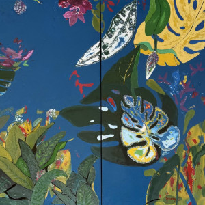 Young-Hee Sweet, "Golden Tropics I" and "Golden Tropics II" (diptych),Ottchil (Korean Urushi Lacquer), 11.81x23.62 in