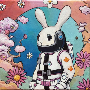 Joshua Sylvia, "Plastic Dream" Acrylic, 8 x 8 in.