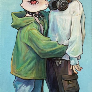 Joshua Sylvia, "Together" Acrylic, 20 x 10 in.