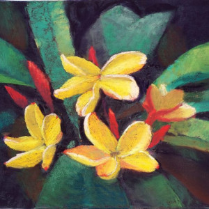 Barbara Tinius, "Plumeria", Pastel, 9 x 12 in.