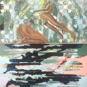 Dawn Ustach, "Quilted Paddle Splash", Mixed Media on Canvas, 30 x 40 in.