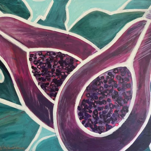 Fé Maria Vasquez, "Papaya", Acrylic on Canvas, 19.2 x 24 in.