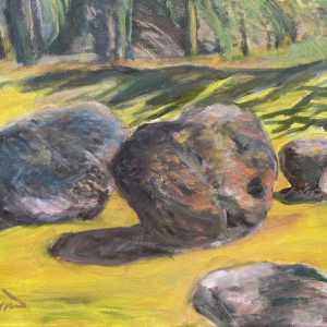 Okhyunkim Yang, "Rock 2 - Family", Oil Painting, 12 x 16 in.