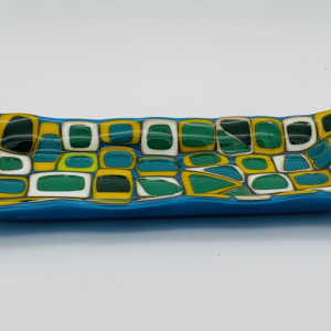 Bernadette Chan, "Funky Squares and Sassy Sides", fused glass, 12x 5.5x1.5 in.