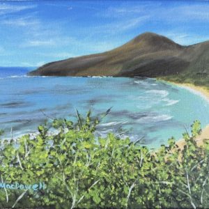 Kathy MacDowell, "View of Hanauma Bay", Oil Painting, 9.5 x12.5 in.,