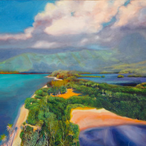 Ken Nakamura, "The Secret of Kualoa Beach" 30 x 40 in.