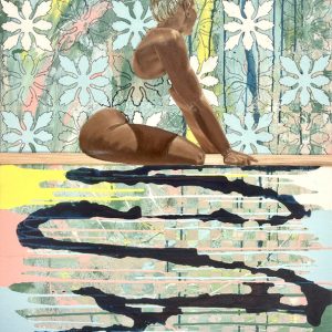 Dawn Ustach, "The Wait Quilted Splash," Mixed Media on Canvas, 40 x 30 in.